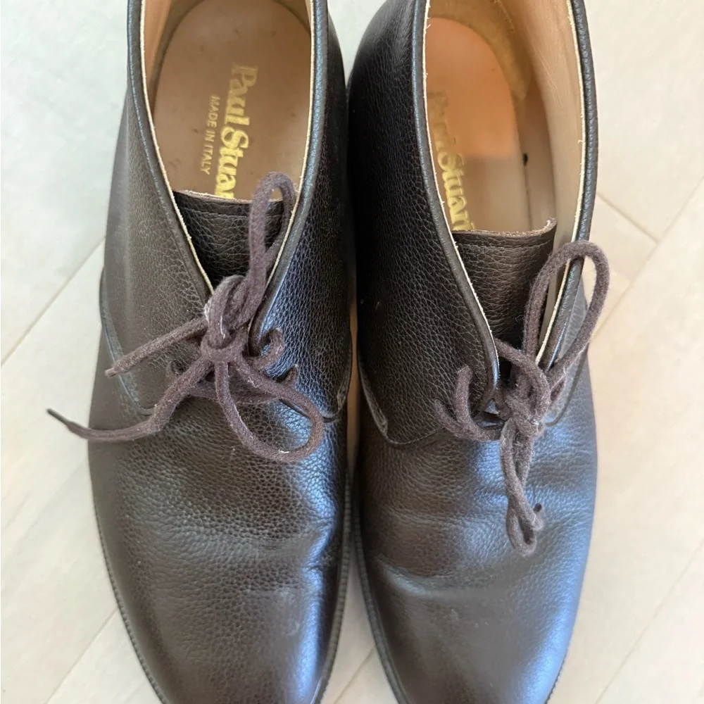 Paul Stuart Dark Brown Pebbled Leather Chukka Boots